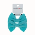 Two-piece set of lake blue bubble fabric bow hair ties on a branded display card - 2-Piece Set / Lake Blue
