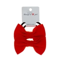 Two-piece set of bright red textured bubble fabric bow hair ties for toddlers - 2-Piece Set / Orange