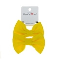 Two-piece yellow bubble fabric bow hair ties with elastic bands on display card - 2-Piece Set / Yellow