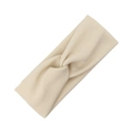 Elastic beige knitted headband for babies featuring a soft crisscross twist design - Off-white
