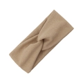 Soft khaki cashmere-like twisted headband for children with stretchy wide knit design - Khaki