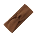 Elastic coffee brown knitted twist headband made of soft faux cashmere for babies - Coffee