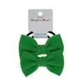 Two-piece set of green bubble fabric hair bows with black elastic bands for kids - 2-Piece Set / Grass Green