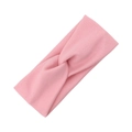 Soft pink twisted knit elastic headband for girls with a warm cashmere-like texture - Light Pink