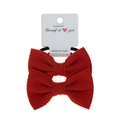 Set of two dark red textured bubble cloth bow hair ties on white display card - 2-Piece Set / Rust red