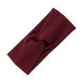 Burgundy twisted knit headband for kids, soft elastic cross knot hair accessory in solid color - Burgundy