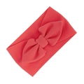Coral red baby headband with waffle knit fabric texture and large decorative bow knot - Watermelon red