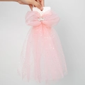 Fermaglio rosa per bambina con corona e velo lungo decorato con piccole stelle - Corona Stellata Rosa (PP198-1)