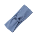 Elastic blue denim twist headband for kids with a stylish knotted cross design - Light Blue