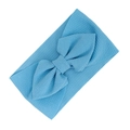 Sky blue waffle knit wide headband for babies with a large decorative bow tie - Light Blue