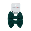 Two-pack dark green bubble fabric bow hair ties on white display card for girls - 2-Piece Set / Dark Green