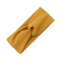 Elastic mustard yellow twisted headband with soft textured fabric for kids and babies - Turmeric
