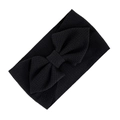 Elastic baby headband in black ribbed knit fabric with a large decorative bow - Black