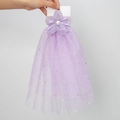 Purple girls flower hair clip with long chiffon mesh veil and pearl embellishments - Purple Pearl Tassel (PP198-5)