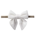 White corduroy bow baby headband with stretchy khaki nylon band for infants - White (EE113-2)