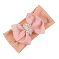 Fascia neonata rosa in nylon con fiocco grande e decorazione elegante in perle bianche - Verde Pallido