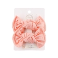 Pair of light pink lace bow hair clips with hollow texture on white display card - Light Pink (PP166-19)