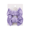Pair of light purple lace knit bow hair clips for girls on a white display card - Purple (PP166-24)