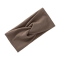 Fascia per capelli elastica in maglia a coste marrone scuro con nodo incrociato sportiva - caffè
