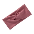 Fascia per capelli in maglia a coste rosa antico con nodo incrociato per sport e stile - Rosa Coreano Scuro