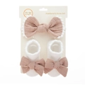 Pink bow headband and white lace socks set for infants aged 0-2 years on card - One Size / Lotus Purple (DP142-7)
