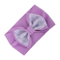 Purple baby headband with floral print organza bow and textured stretch fabric - Purple Elegant Floral Style (KK182-24)