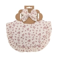 Baby headband and bib set with delicate purple floral print on cream cotton fabric - Cream Pink Purple Floral (DP139-5)
