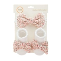 Baby Haarband und Socken Set mit rotem Blumenmuster für Kleinkinder 0-2 Jahre - Einheitsgröße / Rotes Blumenmuster (DP142-14)