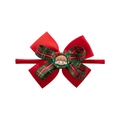 Rotes Weihnachts-Stirnband mit Schleife und Jungen im Kranz für Kinder - Rot und Grün Tartan Cartoon Stil (EE138-1)