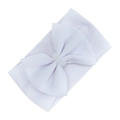 Elastic baby headband in pure white waffle fabric with a large pearl bow decoration - White (KK181-2)