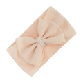 Apricot infant headband with waffle knit bow and elegant white pearl decoration - Apricot (KK181-7)