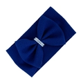 Navy blue waffle knit baby headband featuring a large bow and pearl accents - Navy Blue (KK181-12A)