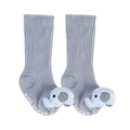 Blue-grey baby floor socks with plush elephant accessory and anti-slip grip on sole - Light Gray