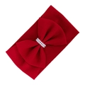 Bright red waffle texture baby headband featuring a large bow and white pearl center - Bright Red (KK181-21)