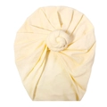Detailed close-up of light yellow knit baby turban showing soft texture and knot detail - Light Yellow (SS21-4)
