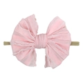 Elastisches Baby-Stirnband mit rosa Gazeschleife und gerippter Struktur für Kinder - Rosa