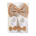 Coffret bandeau et chaussettes bébé avec nœud orange cuivré et dentelle blanche douce - Orange Cuivré (DP151-35)