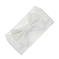 Diadema para bebé de algodón acanalado blanco con detalle de lazo elástico - Blanco (KK188-2)
