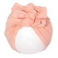 Détail du bonnet rose corail pour nouveau-né avec trois nœuds papillon superposés - Rose (SS96-5)