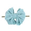 Hellblaues Baby-Stirnband mit Schleife aus strukturiertem Stoff und weichem Nylon-Gummiband - Hellblau