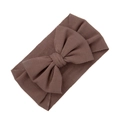 Elastic baby headband with a large bow in dark coffee brown ribbed cotton fabric - Dark Coffee (KK188-8)