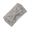 Light gray ribbed knit baby headband featuring a soft elastic bow for infants - Light Gray (KK188-9)