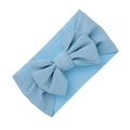 Light blue ribbed baby headband with large bow detail made of soft elastic knit fabric - Light Blue (KK188-26)