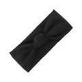 Bandeau pour bébé avec un grand nœud noir en tissu gaufré doux et extensible - Noir (KK193-1)