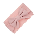 Elastic light pink ribbed cotton baby headband with a large bow for toddlers - Pink (KK188-31)