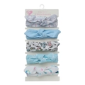 Set de 5 diademas para bebé con lazos azul claro y blanco para recién nacidos - Patrón de Dibujos Animados Azul Claro (DP158-2)