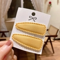 Set of two ginger yellow fabric BB hair clips with scalloped edges for children - Ginger Scalloped Edge (PP174-45)