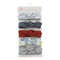 Pack de 5 diademas para bebé con lazos en gris, cuadros, rojo y margaritas - Patrón de Margarita Gris (DP158-4)