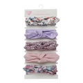 5-piece baby headband set with assorted floral patterns and bows on display card - Purplish Red Floral Pattern (DP158-5)