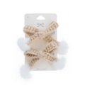 Lot de deux barrettes à cheveux beiges au crochet avec pompons blancs pour bébés - Beige (PP213-4)